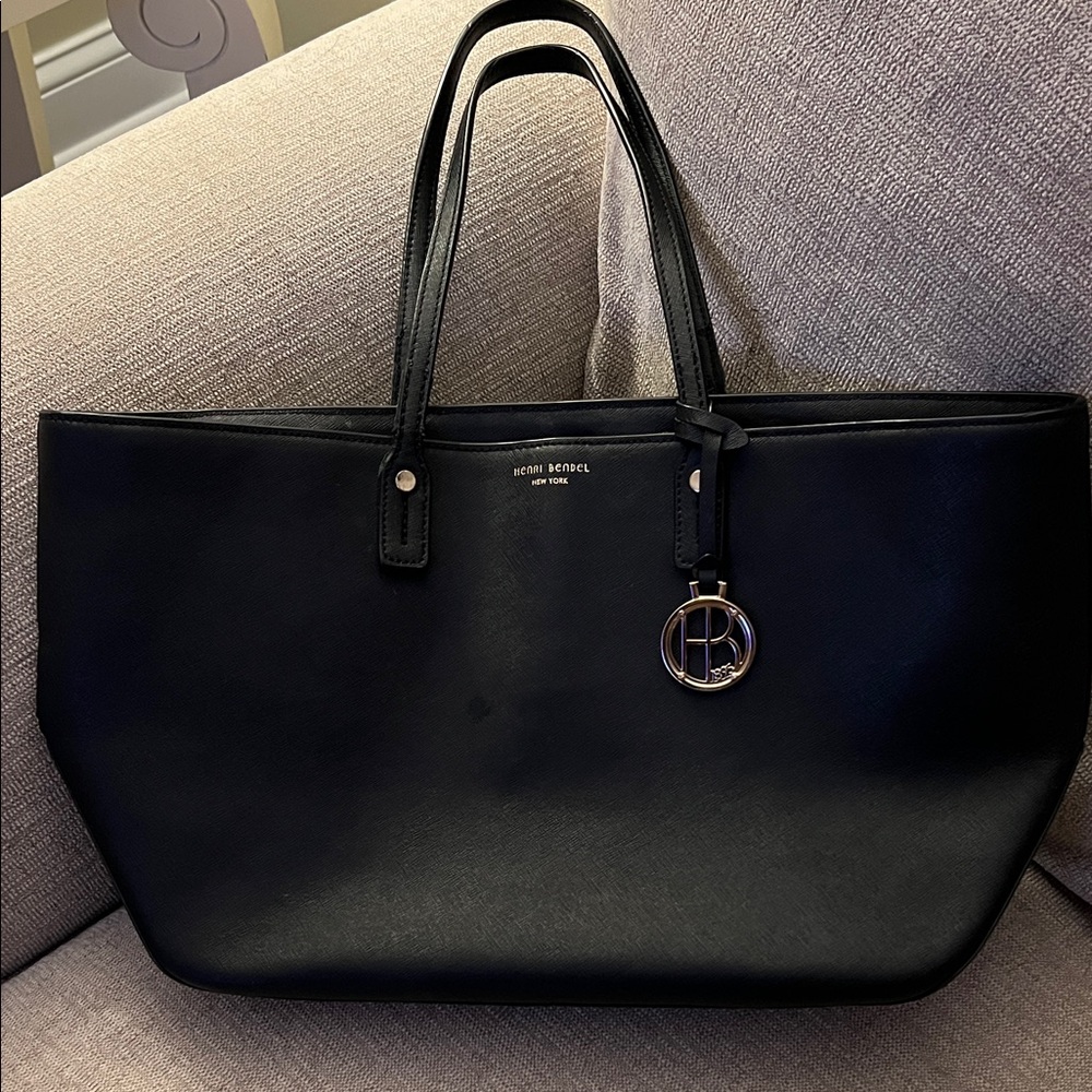 Henri Bendel Black Tote with Charm